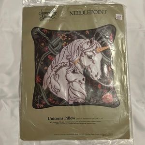 New 1988 Something Special UNICORNS PILLOW Needlepoint Candamar Design Kit 30577